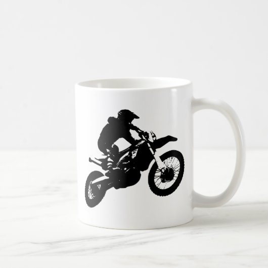 Schwarz-weißer Pop Art Motocross Motorradsport Kaffeetasse (Rechts)