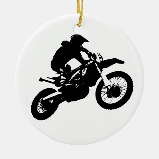Schwarz-weißer Pop Art Motocross Motorradsport Keramikornament (Vorne)