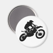 Schwarz-weißer Pop Art Motocross Motorradsport Magnet (Vorderseite/Rückseite)