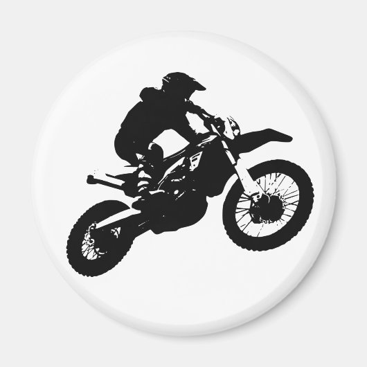 Schwarz-weißer Pop Art Motocross Motorradsport Magnet (Vorne)