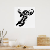 Schwarz-weißer Pop Art Motocross Motorradsport Poster (Küche)