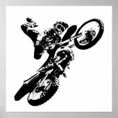 Schwarz-weißer Pop Art Motocross Motorradsport Poster (Vorne)