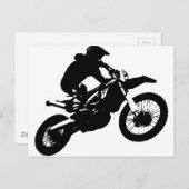 Schwarz-weißer Pop Art Motocross Motorradsport Postkarte (Vorne/Hinten)