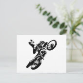 Schwarz-weißer Pop Art Motocross Motorradsport Postkarte (Stehend Vorderseite)