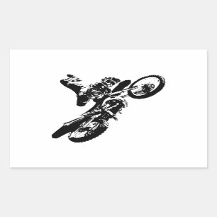 Schwarz-weißer Pop Art Motocross Motorradsport Rechteckiger Aufkleber
