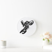 Schwarz-weißer Pop Art Motocross Motorradsport Runde Wanduhr (Zuhause)