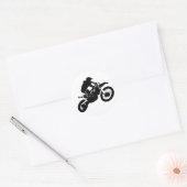 Schwarz-weißer Pop Art Motocross Motorradsport Runder Aufkleber (Umschlag)