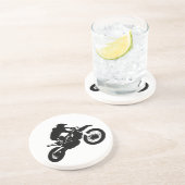 Schwarz-weißer Pop Art Motocross Motorradsport Sandstein Untersetzer (Seite)