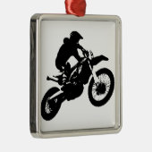Schwarz-weißer Pop Art Motocross Motorradsport Silbernes Ornament (Rechts)