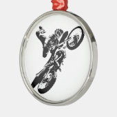 Schwarz-weißer Pop Art Motocross Motorradsport Silbernes Ornament (Links)