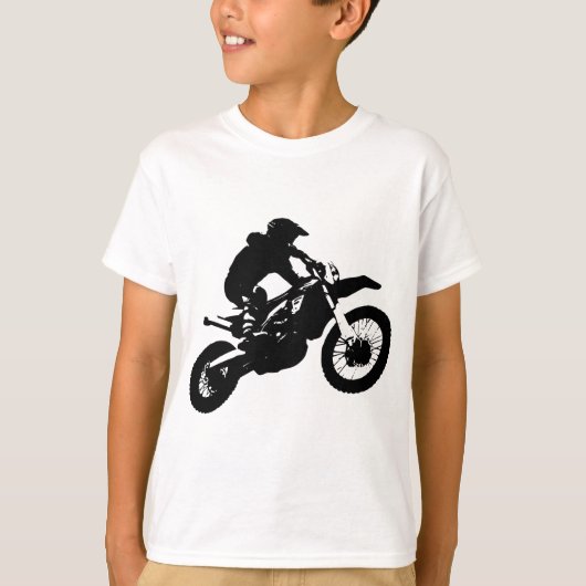 Schwarz-weißer Pop Art Motocross Motorradsport T-Shirt (Vorderseite)