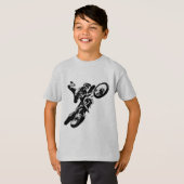 Schwarz-weißer Pop Art Motocross Motorradsport T-Shirt (Vorne ganz)