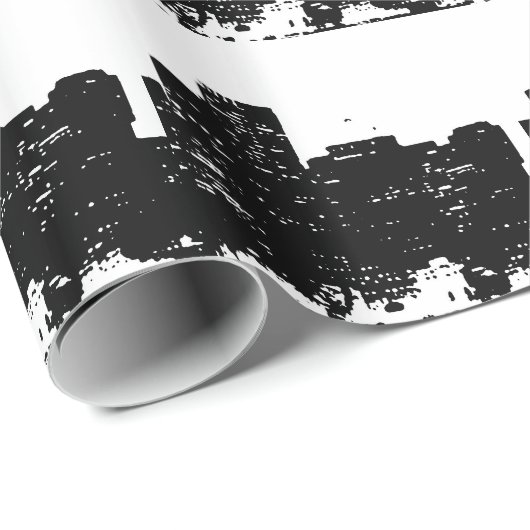 Schwarz-weißer Pop Art New York Geschenkpapier (Rolleneckpunkt)