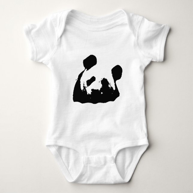 Schwarz-weißer Pop Art Panda Baby Strampler (Vorderseite)