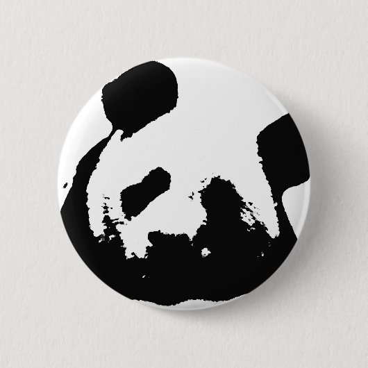 Schwarz-weißer Pop Art Panda Button (Vorderseite)