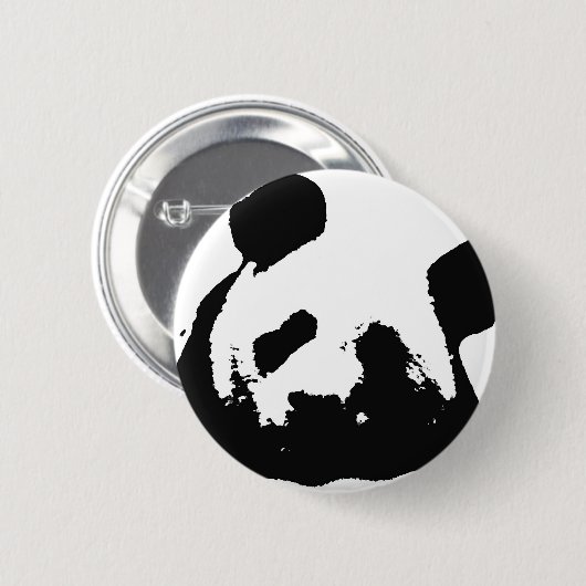 Schwarz-weißer Pop Art Panda Button (Vorne & Hinten)