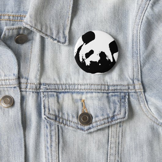 Schwarz-weißer Pop Art Panda Button (Beispiel)