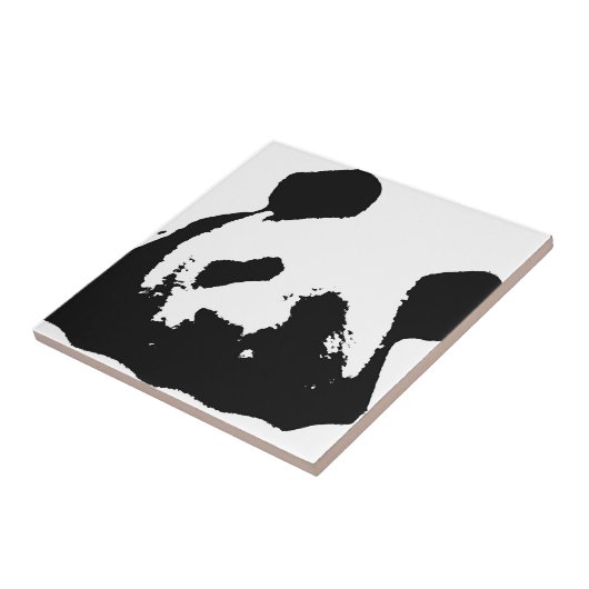 Schwarz-weißer Pop Art Panda Fliese (Seite)