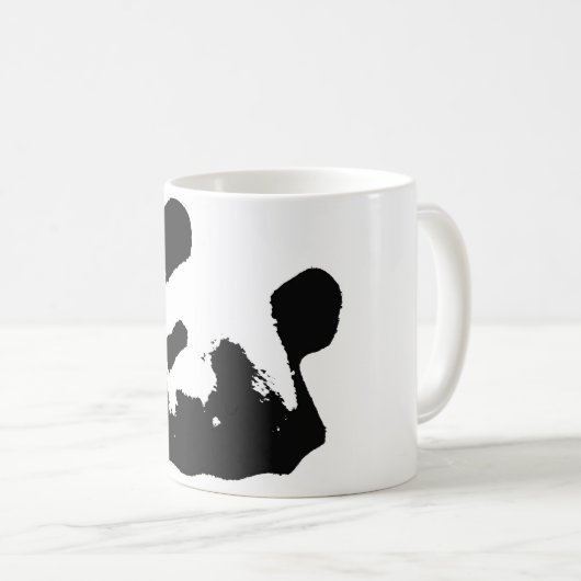 Schwarz-weißer Pop Art Panda Kaffeetasse (VorderseiteRechts)
