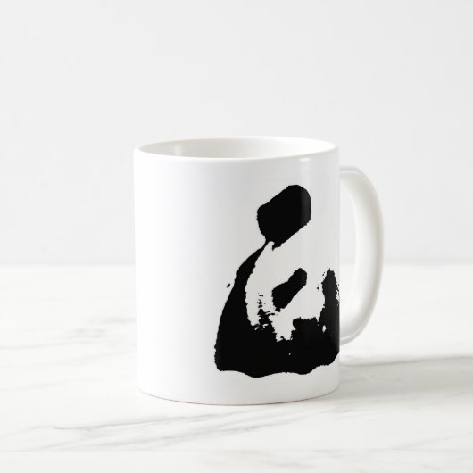 Schwarz-weißer Pop Art Panda Kaffeetasse (VorderseiteRechts)