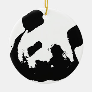 Schwarz-weißer Pop Art Panda Keramikornament