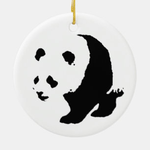 Schwarz-weißer Pop Art Panda Keramikornament