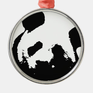 Schwarz-weißer Pop Art Panda Ornament Aus Metall