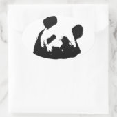 Schwarz-weißer Pop Art Panda Ovaler Aufkleber (Tasche)