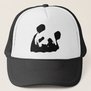 Schwarz-weißer Pop Art Panda Truckerkappe