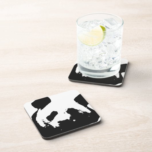 Schwarz-weißer Pop Art Panda Untersetzer (Rechte Seite)