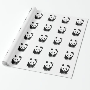 Schwarz-weißer Pop Art Panda Wrapping Paper Geschenkpapier