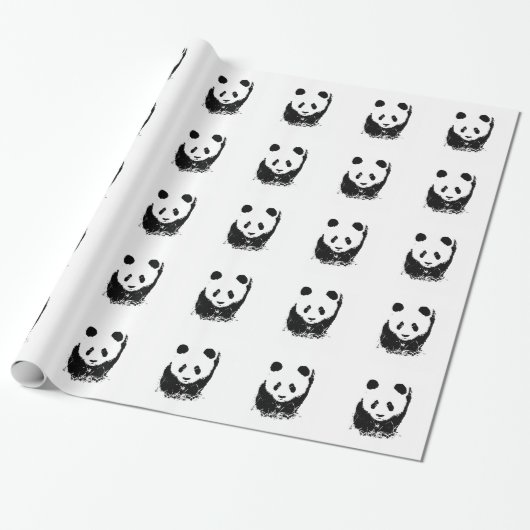 Schwarz-weißer Pop Art Panda Wrapping Paper Geschenkpapier (Ungerollt)