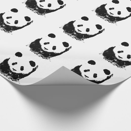 Schwarz-weißer Pop Art Panda Wrapping Paper Geschenkpapier (Ecke)