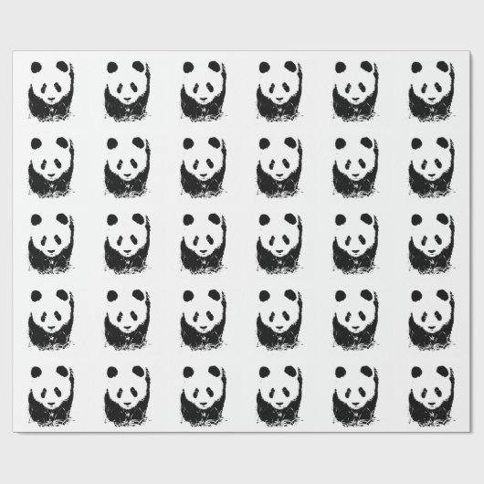 Schwarz-weißer Pop Art Panda Wrapping Paper Geschenkpapier (Flach)
