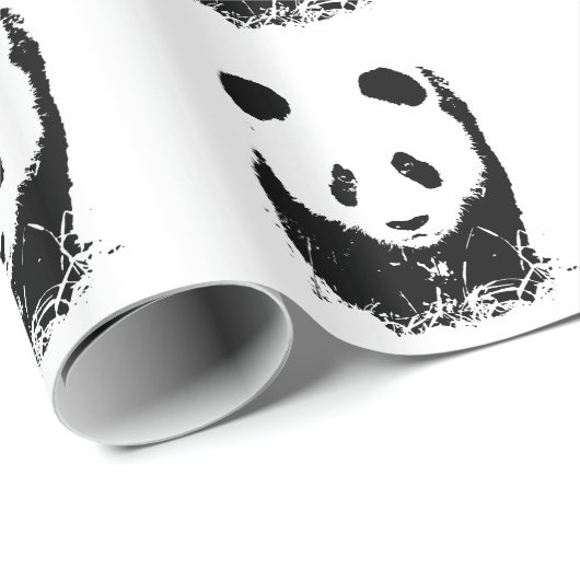 Schwarz-weißer Pop Art Panda Wrapping Paper Geschenkpapier (Rolleneckpunkt)