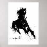 Schwarz-weißer Pop Art Reiten Silhouette Poster<br><div class="desc">Schwarz-weißer Pop Kunst Reiten Silhouette / Digitales Tier / Pferdekunst - Reitstall</div>