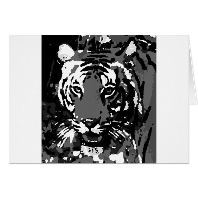 Schwarz-weißer Pop Art Tiger (Vorderseite (Horizontal))