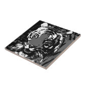 Schwarz-weißer Pop Art Tiger Fliese (Seite)