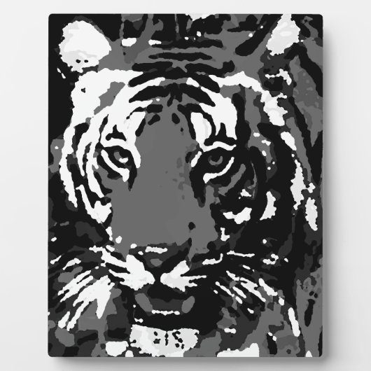 Schwarz-weißer Pop Art Tiger Fotoplatte (Vorderseite)