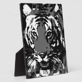 Schwarz-weißer Pop Art Tiger Fotoplatte (Seite)