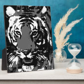 Schwarz-weißer Pop Art Tiger Fotoplatte (Seite)