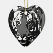 Schwarz-weißer Pop Art Tiger Keramik Ornament (Links)