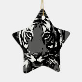 Schwarz-weißer Pop Art Tiger Keramik Ornament (Rechts)