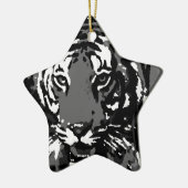Schwarz-weißer Pop Art Tiger Keramik Ornament (Links)