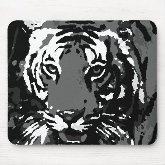 Schwarz-weißer Pop Art Tiger Mousepad (Vorne)