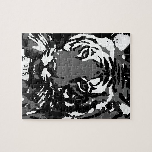 Schwarz-weißer Pop Art Tiger Puzzle (Horizontal)