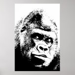 Schwarz-weißer Pop-Kunst-Gorilla Poster<br><div class="desc">Digitalrechner-Tierkunst - Uni-Pop-Kunst - wildes Tier-Computer-Bilder</div>