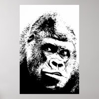 Schwarz-weißer Pop-Kunst-Gorilla