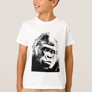 Schwarz-weißer Pop-Kunst-Gorilla T-Shirt