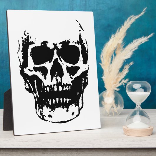 Schwarz-weißer Pop Skull Art Fotoplatte (Seite)